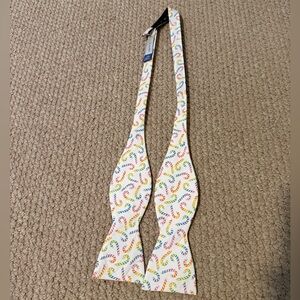 The Tie Bar Rainbow Candy Cane Silk Self Tie Bow Tie